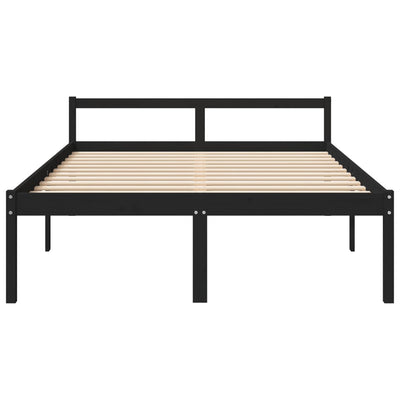 seniorseng 150x200 cm kingsize massivt fyrretræ sort