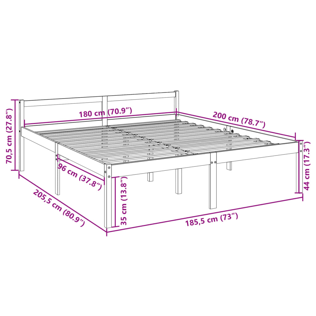 seniorseng 180x200 cm super kingsize massivt fyrretræ hvid