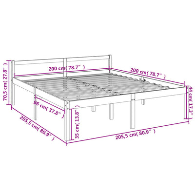 seniorseng 200x200 cm massivt fyrretræ grå