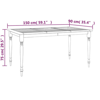 Batavia-bord 150x90x75 cm massivt teaktræ