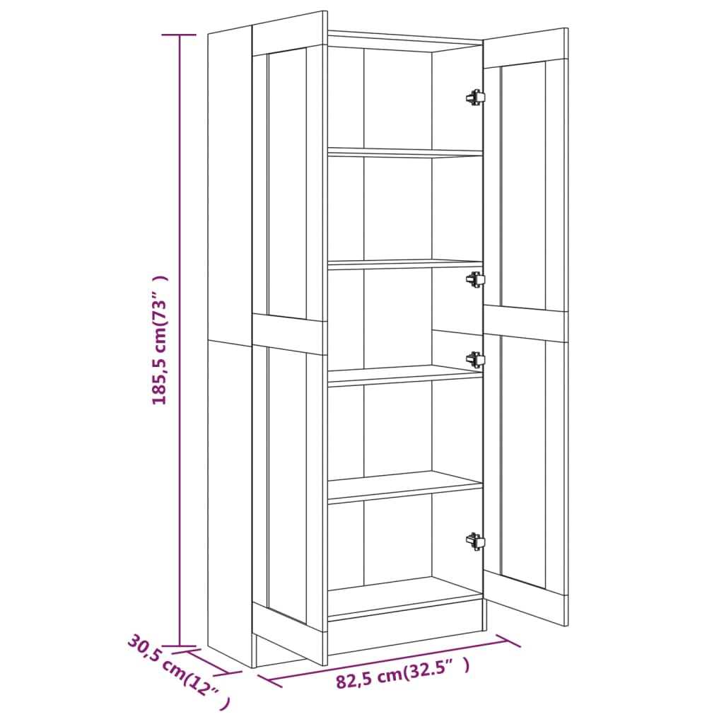 bogskab 82,5x30,5x185,5 cm konstrueret træ røget egetræsfarve