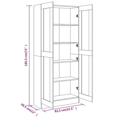 bogskab 82,5x30,5x185,5 cm konstrueret træ røget egetræsfarve