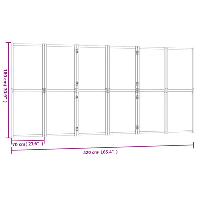 6-panels rumdeler 420x180 cm cremefarvet