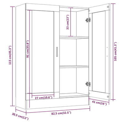 vitrineskab 82,5x30,5x115 cm konstrueret træ røget egetræ