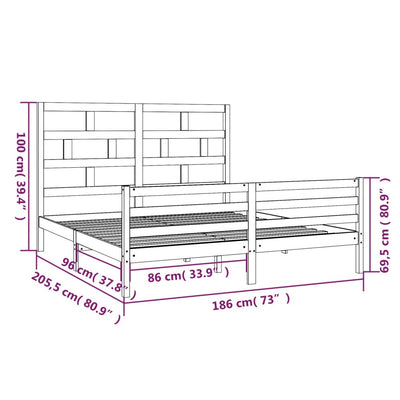 sengestel 180x200 cm Super King massivt fyrretræ hvid