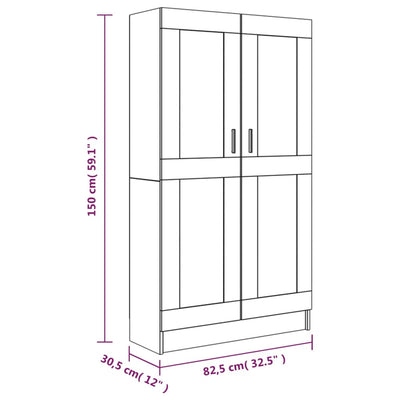 bogreol 82,5x30,5x150 cm konstrueret træ røget egetræ