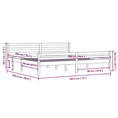 sengestel 180x200 cm Super King massivt fyrretræ hvid