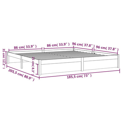 sengestel 180x200 cm Super King massivt fyrretræ hvid