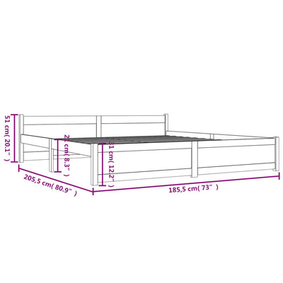 sengestel 180x200 cm Super King massivt fyrretræ hvid