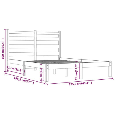 sengestel 120x190 cm Small Double massivt fyrretræ hvid