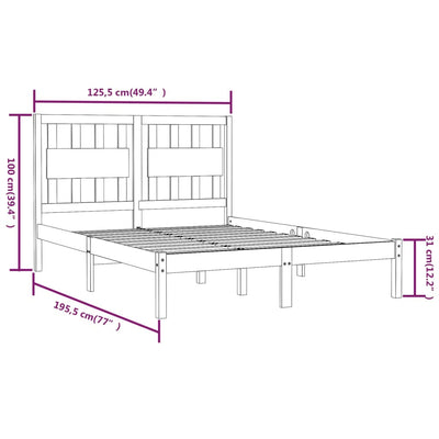 sengestel 120x190 cm Small Double massivt fyrretræ hvid