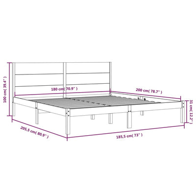 sengestel 180x200 cm Super King massivt fyrretræ hvid