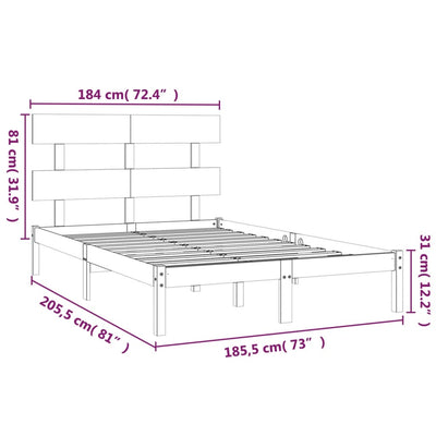 sengestel 180x200 cm Super King massivt fyrretræ hvid