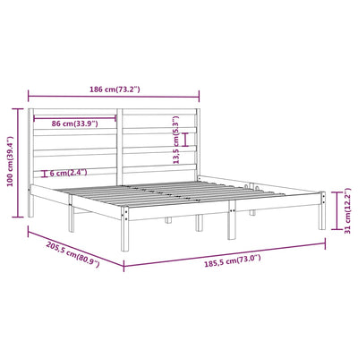 sengestel 180x200 cm Super King massivt fyrretræ hvid