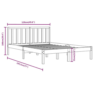 sengestel 120x190 cm Small Double massivt fyrretræ hvid