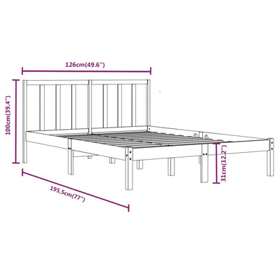 sengestel 120x190 cm Small Double massivt fyrretræ hvid