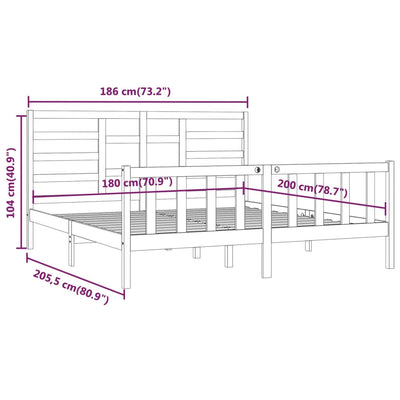 sengestel 180x200 cm Super King massivt fyrretræ hvid