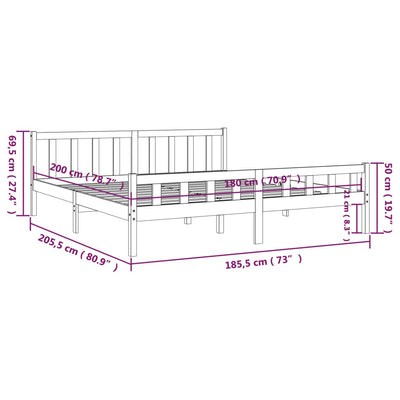 sengestel 180x200 cm Super King massivt fyrretræ hvid