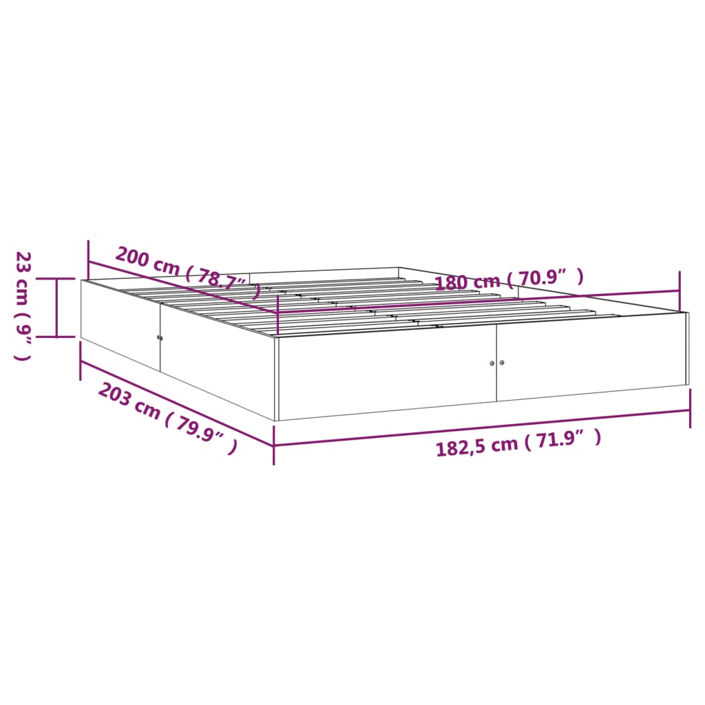 sengestel 180x200 cm Super King massivt fyrretræ hvid