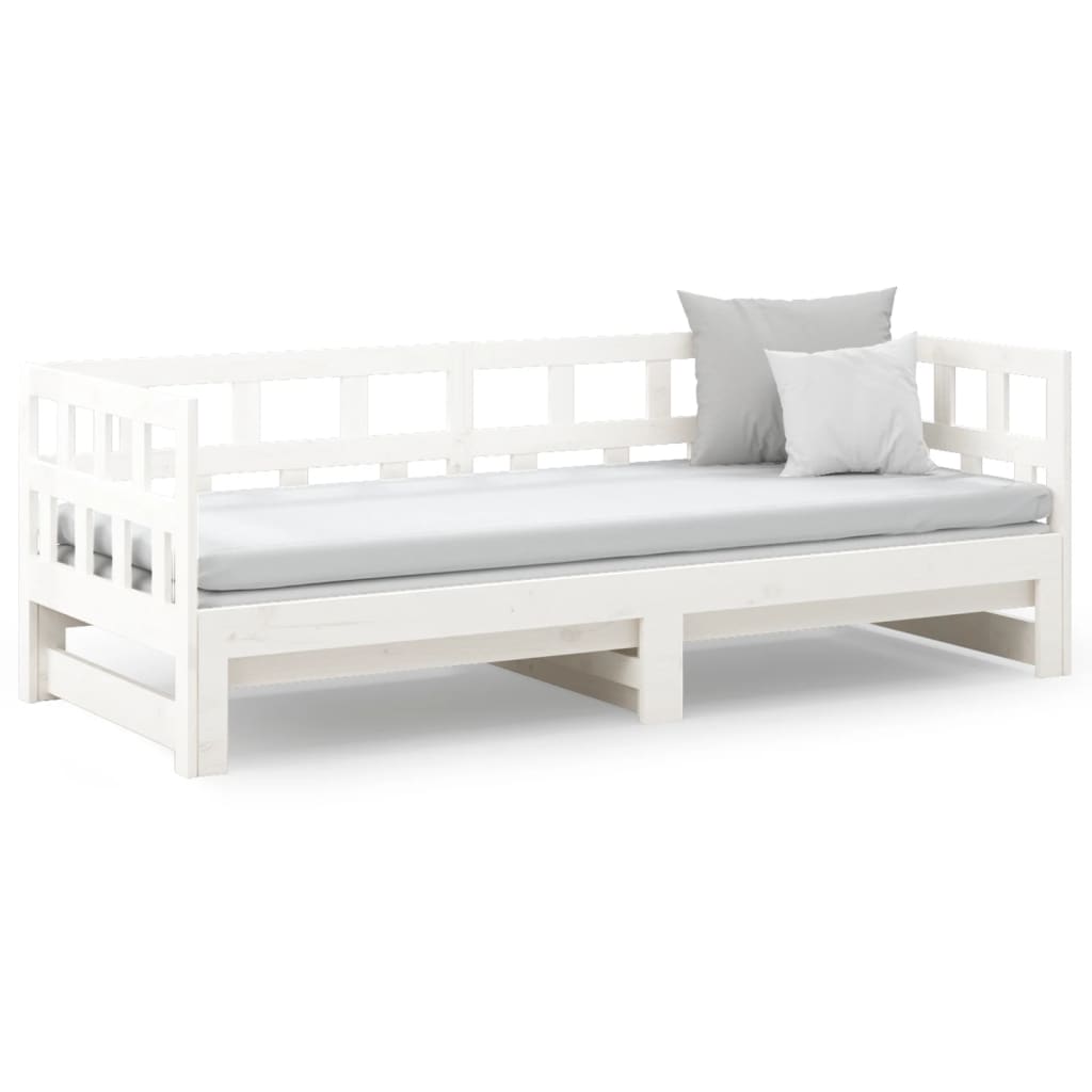 daybed med udtræk 2x(90x200) cm massivt fyrretræ hvid