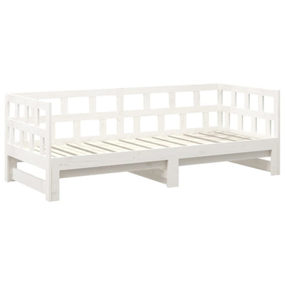 daybed med udtræk 2x(90x200) cm massivt fyrretræ hvid