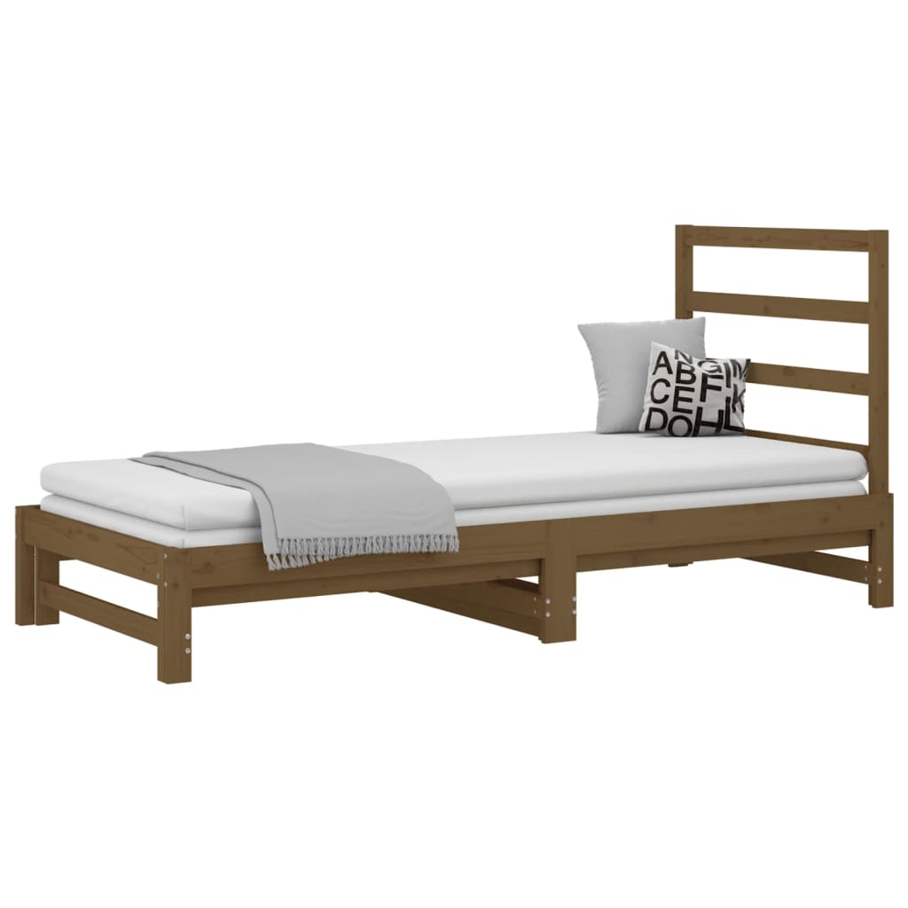 daybed med udtræk 2x(90x200) cm massivt fyrretræ gyldenbrun