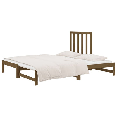 daybed med udtræk 2x(90x200) cm massivt fyrretræ gyldenbrun