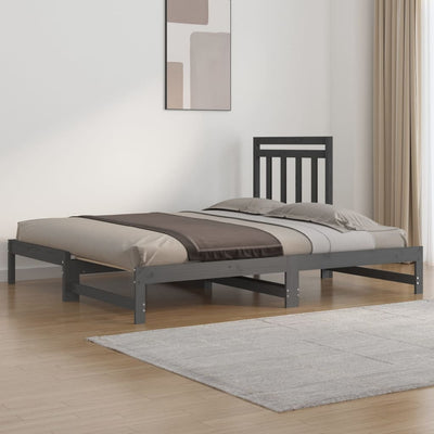 daybed med udtræk 2x(90x200) cm massivt fyrretræ grå