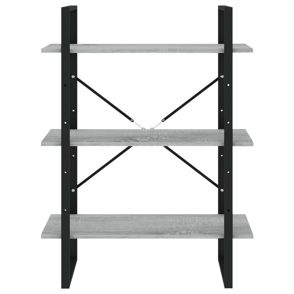 bogreol med 5 hylder 80x30x175 cm konstrueret træ grå sonoma-eg