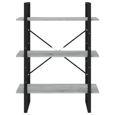 bogreol med 5 hylder 80x30x175 cm konstrueret træ grå sonoma-eg