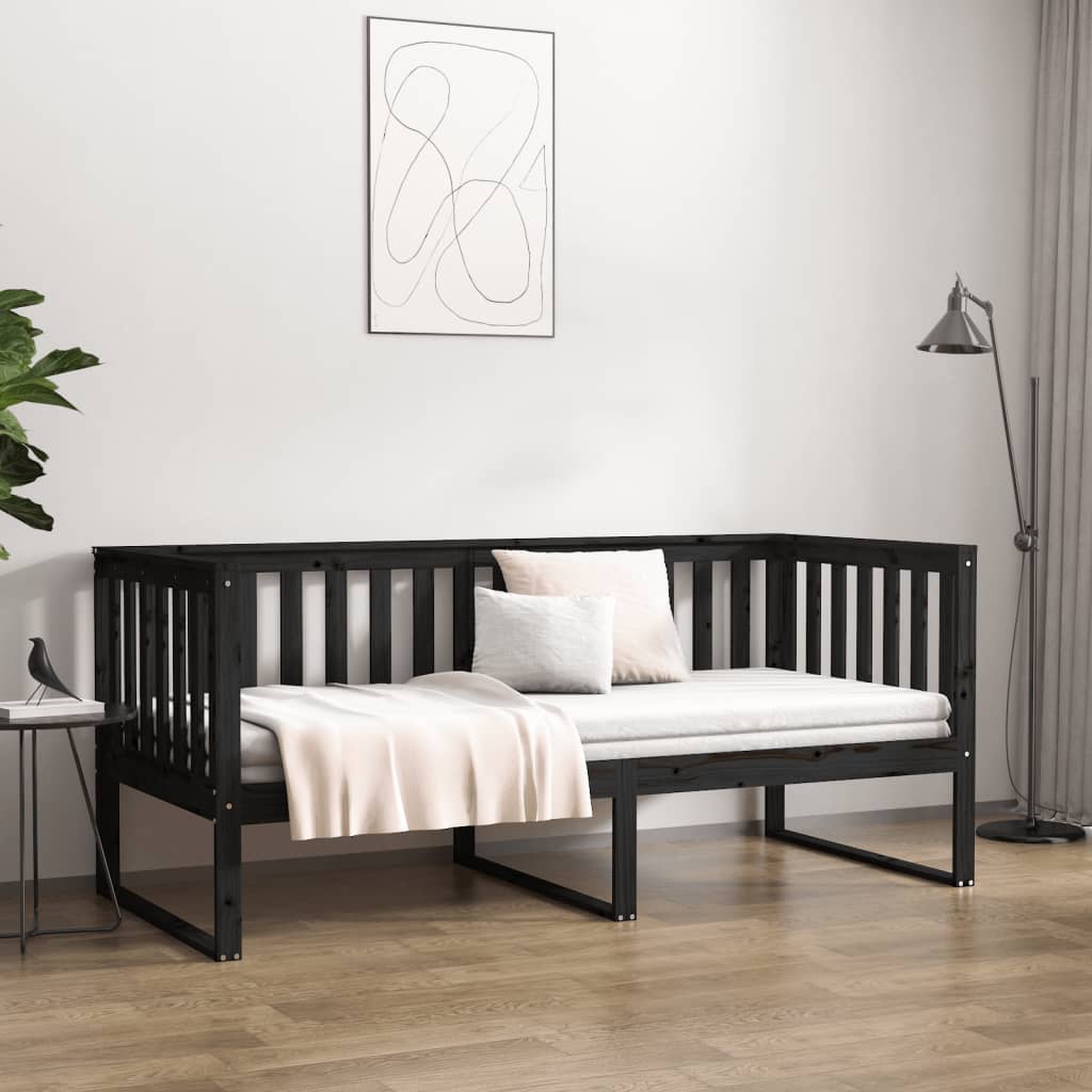 daybed 100x200 cm massivt fyrretræ sort