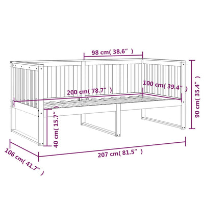 daybed 100x200 cm massivt fyrretræ sort