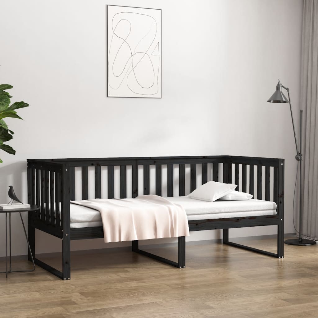 daybed 100x200 cm massivt fyrretræ sort