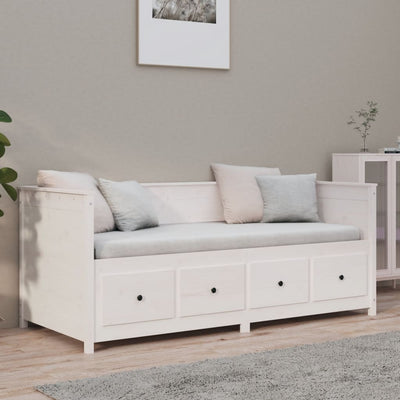 daybed med reol uden madras 100x200 cm massivt fyrretræ hvid