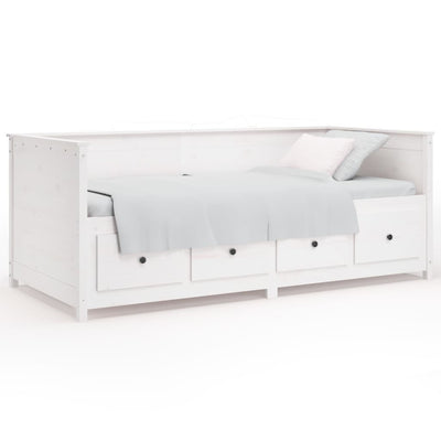 daybed med reol uden madras 75x190 cm massivt fyrretræ hvid