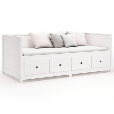 daybed med reol uden madras 75x190 cm massivt fyrretræ hvid