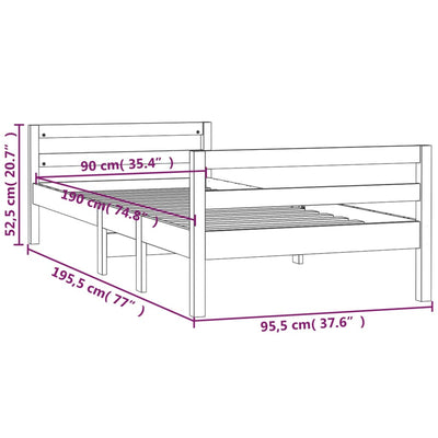 sengeramme uden madras 90x190 cm massivt fyrretræ hvid