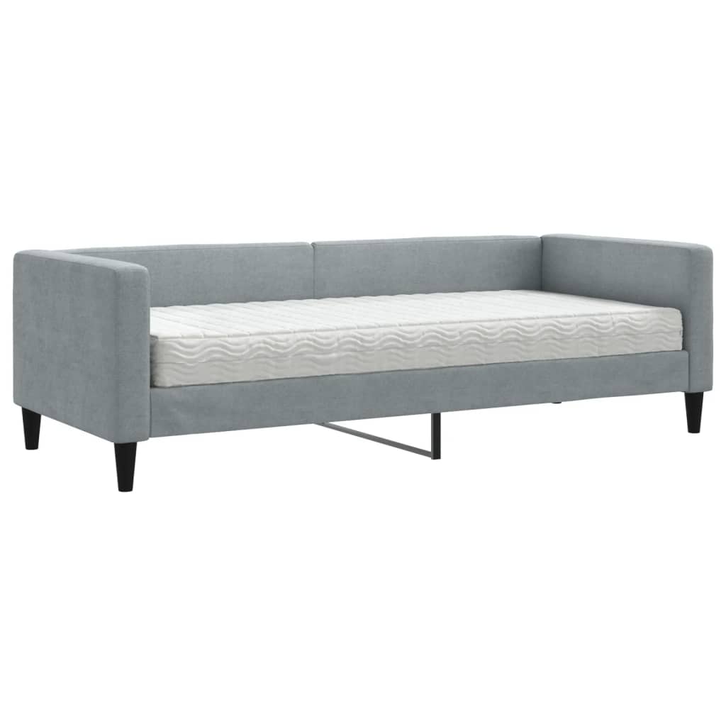 daybed med madras 80x200 cm stof lysegrå