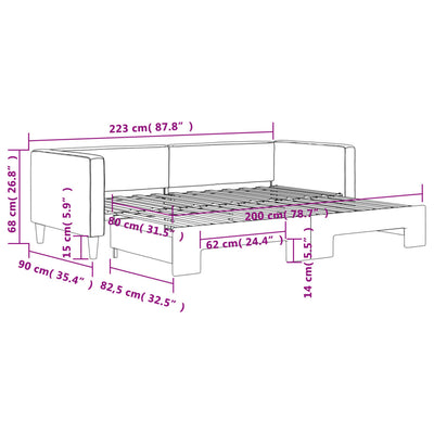 daybed med udtræk 80x200 cm stof mørkegrå