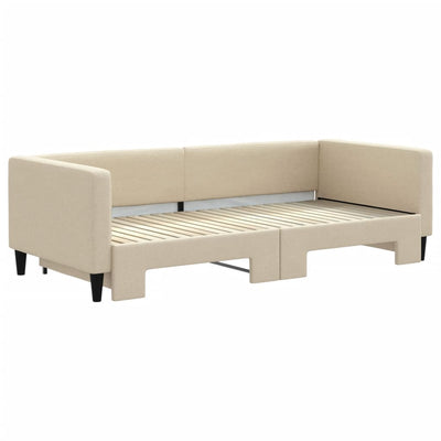 daybed med udtræk 90x200 cm stof cremefarvet