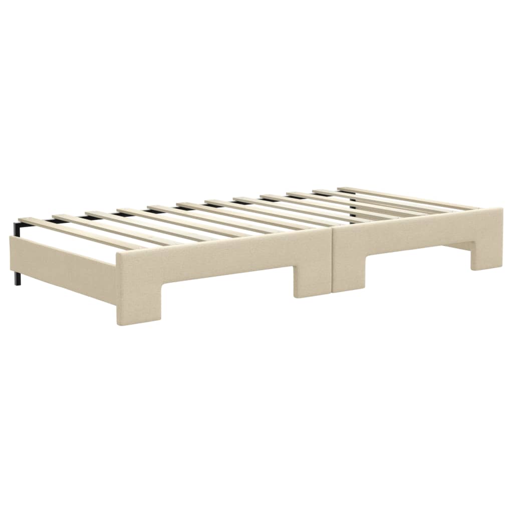 daybed med udtræk 100x200 cm stof cremefarvet
