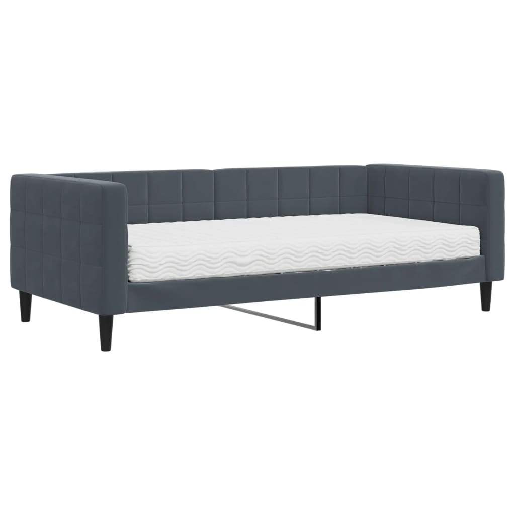 daybed med madras 90x190 cm velour mørkegrå