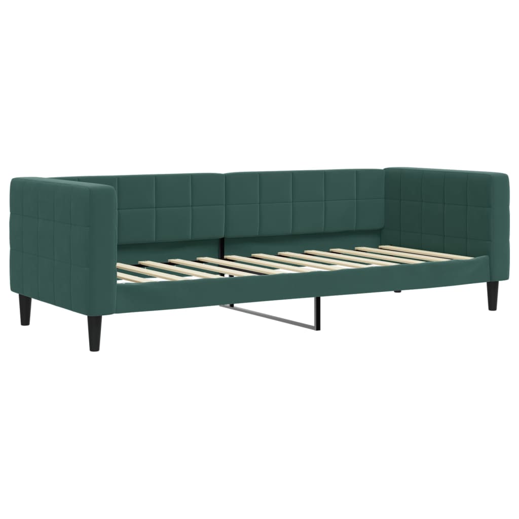 daybed med udtræk 80x200 cm velour mørkegrøn