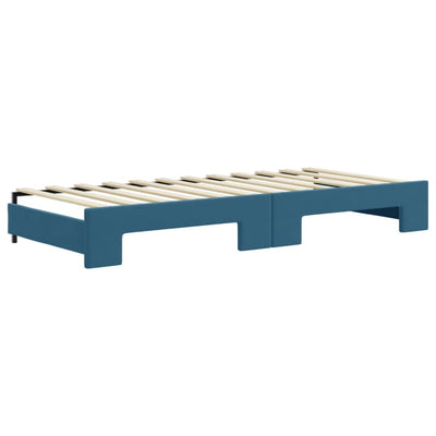 daybed med udtræk 90x200 cm velour blå