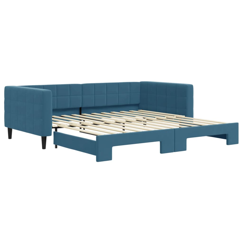 daybed med udtræk 100x200 cm velour blå