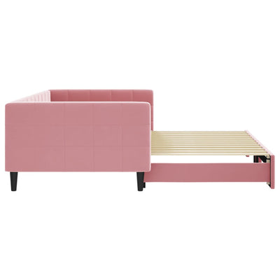 daybed med udtræk 100x200 cm velour lyserød