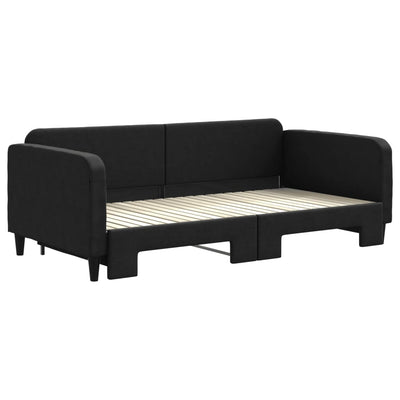 daybed med udtræk 100x200 cm stof sort