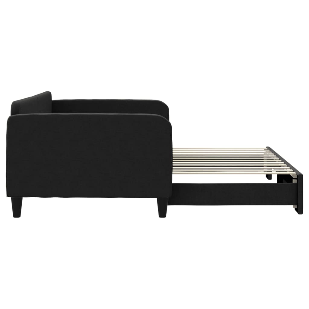 daybed med udtræk 100x200 cm stof sort