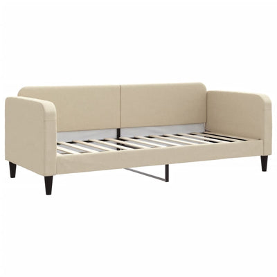 daybed med udtræk og madras 80x200 cm stof cremefarvet
