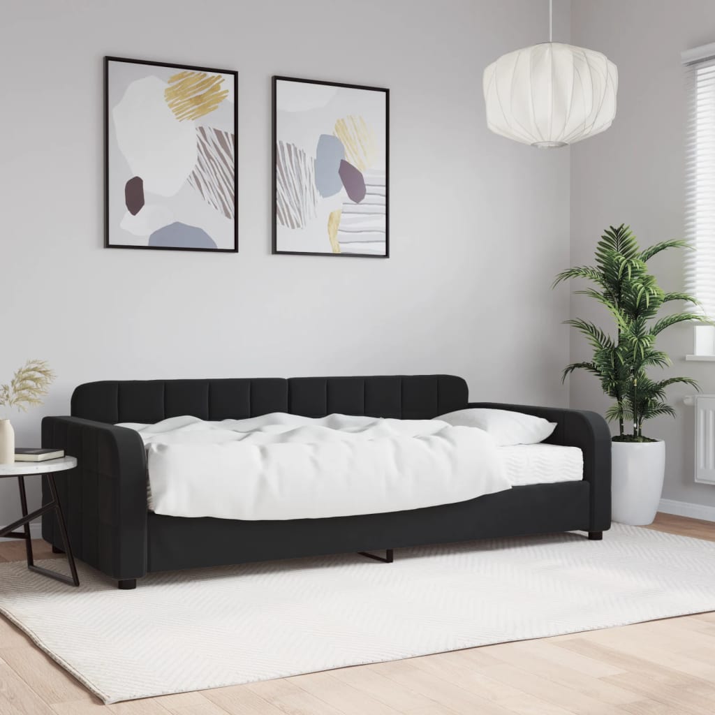 daybed med madras 90x200 cm velour sort
